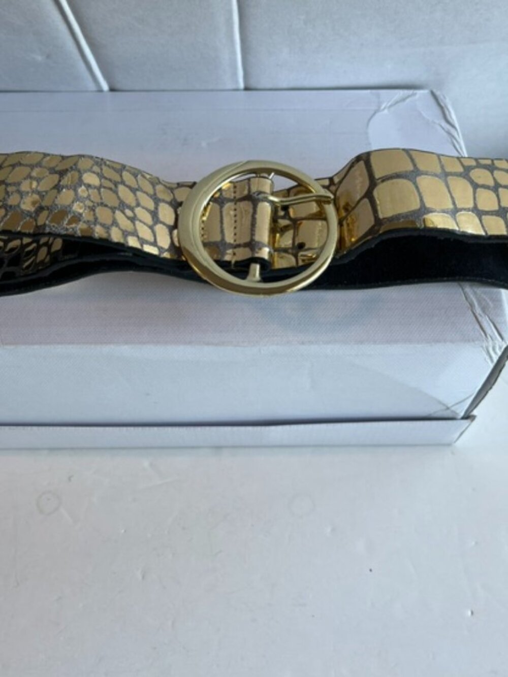 Free people mirrored leather belt.